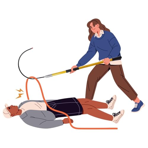 Oracra Insulated Rescue Hook Portable Body Rescue Hook Hotstick 5ft, High Voltage 35kV First-aid Hand Tools, Safety Protection Equipment for Power Station, Fire Electrician(Yellow)