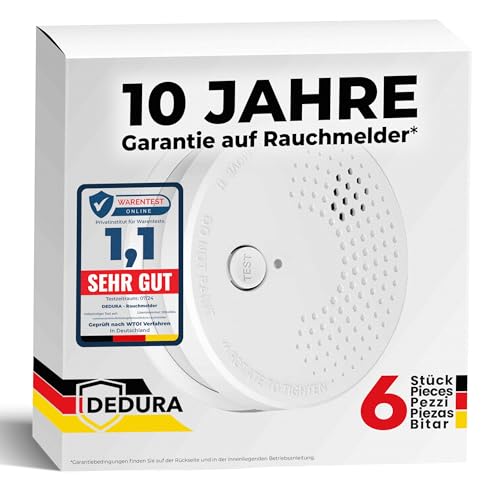 Rauchmelder 6er Set mit 10 Jahre Garantie BSI Zertifiziert nach...