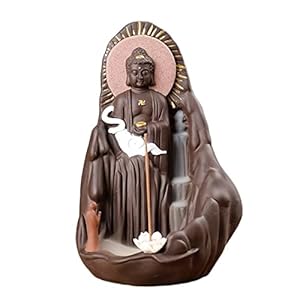 Incense burners purple sand smoke backflow incense burner depicting golden lotus guanyin sandalwood incense burner zen home decoration incense holders backflow color tathagata  urban country home decor