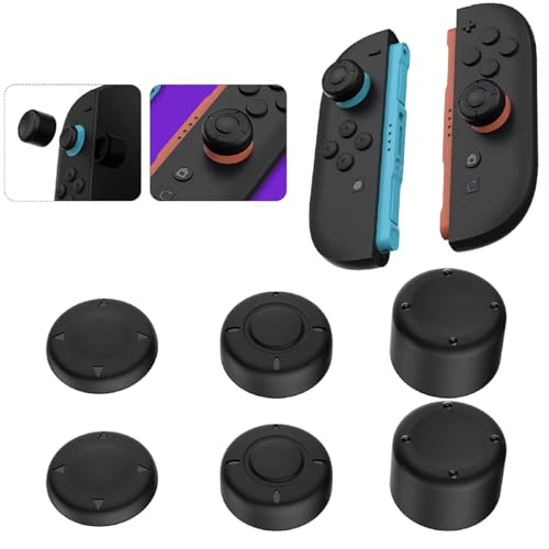 GEEMEE 6PCS Copri Levette Analogiche in Silicone per Nintendo Switch 2,Replacement Joystick Covers, Joystick Thumb Grip Cap-Black