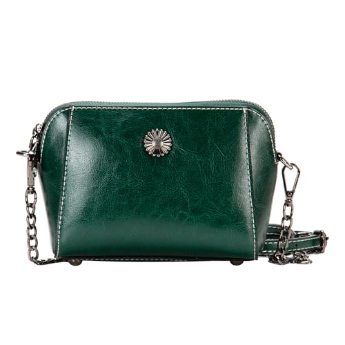 Image of Genuine Leather Small Crossbody Bags for Women Green | Lightweight Shoulder Purse, Designer Handbag with Adjustable Strap, Casual Travel Everyday Bag