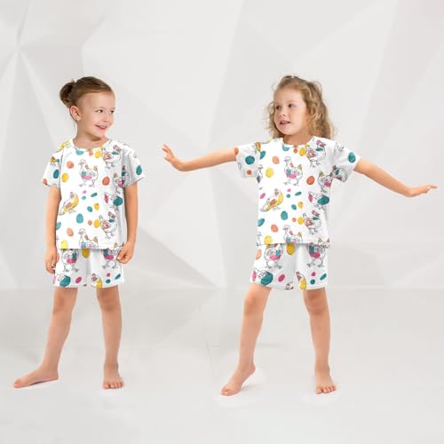 Chicken Egg Pattern Pajama Set, Short Sleeve Cotton Sleepwear Nightwear4
