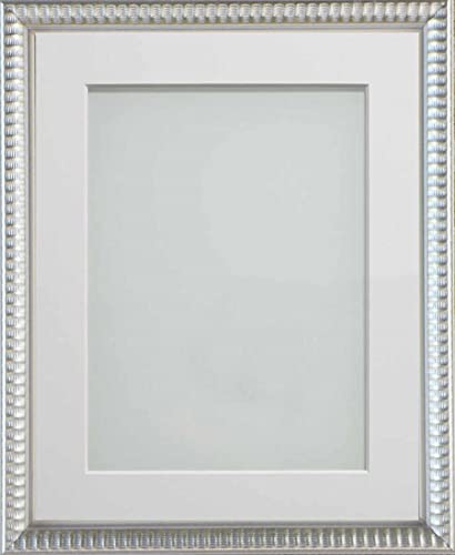 Frame Company Grantham Silver 16x12 Frame With White Mount For Image 12x10inch *Choice of Sizes* Fitted with Real Glass — image 1