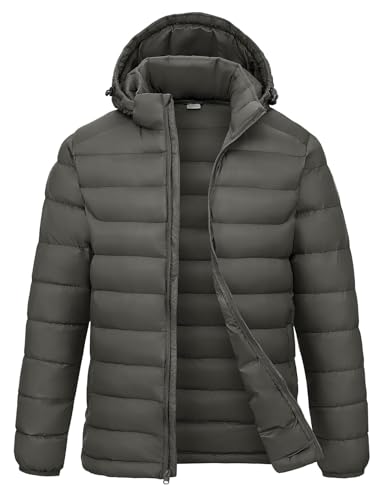 Image of Rdruko Men's Puffer Jacket with Detachable Hood Lightweight