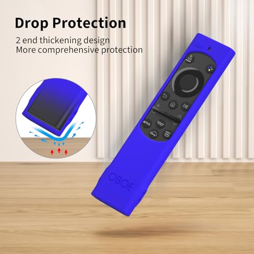 Image of OBOE Silicone Tv Remote Cover for Samsung Smart Tv Remote, G-Blue | Compatible with BN59-01311 Samsung QLED TV Remote; Half Wrap Protective Case with Loop, Remote Not Included