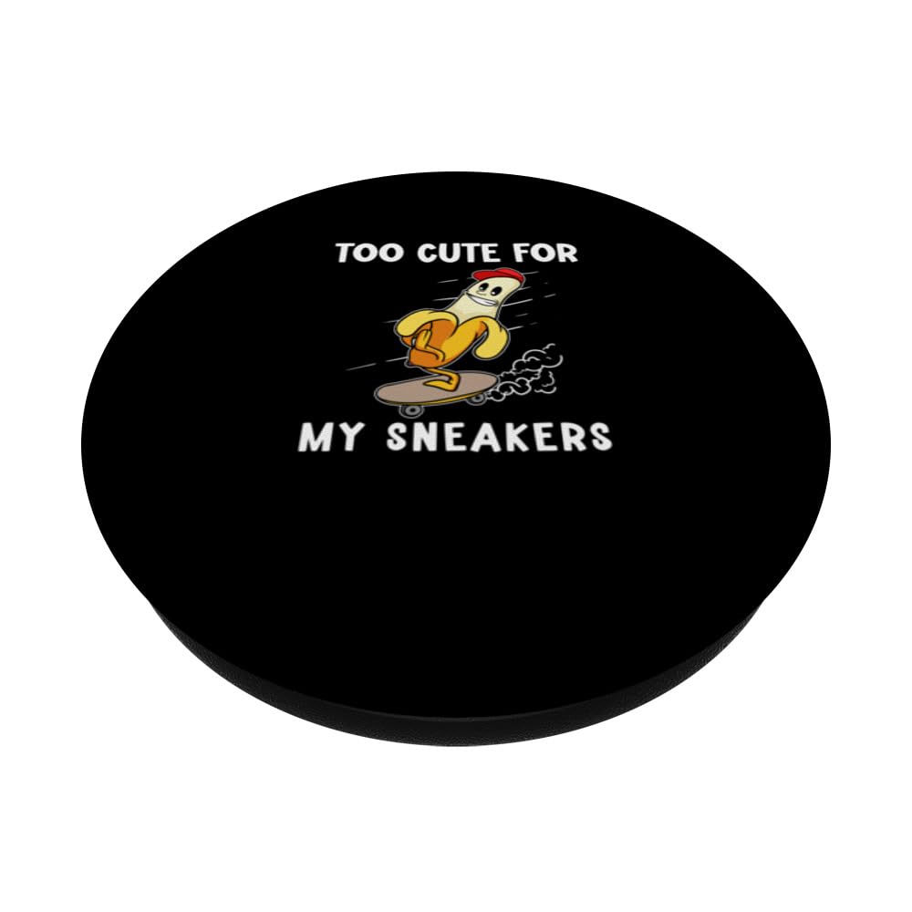 Funny Sneakers Jokes Feeling Too Cute Wear Sneakers Shoes PopSockets Swappable PopGrip, Black - Image 2