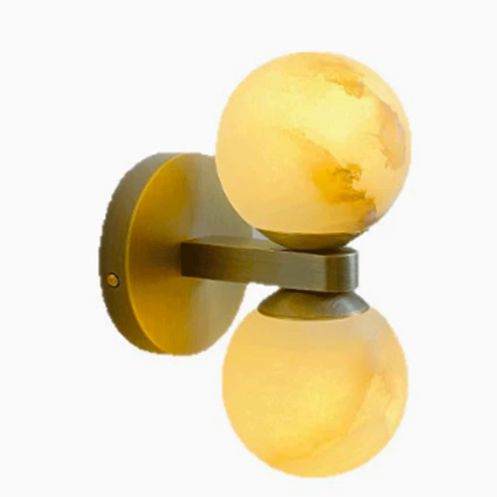 SHUANGZ Gold Alabaster Wall Light Fixture Vintage Industrial Style Wall Sconce,LED Dining Room Wall Mounted Lamp Natural Marble Light Fixture for Living Room Bedroom Bathroom Hallway