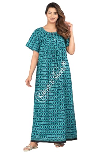 Image of Kuruti B Sheets Nighty for Women Cotton Combo (Pack of 2 Pcs) Nighty Gown Round Neck Short Sleeves Free Size