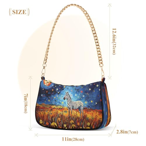 Image of Shoulder Bags for Women Animal Zebra Leopard Cheetah Tiger Print Hobo Tote Handbag Small Clutch Purse with Zipper Closure