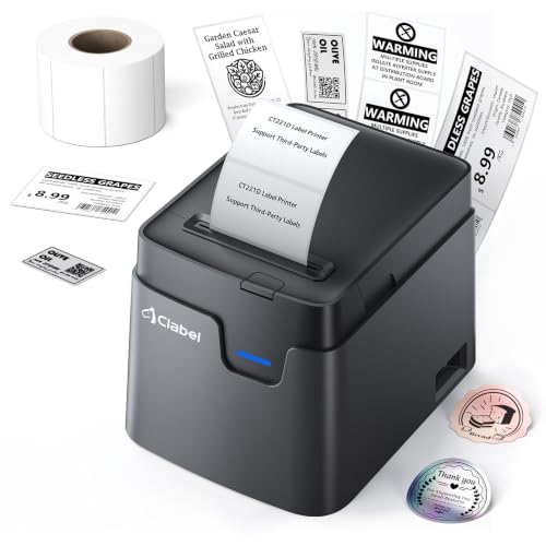 Image of CLABEL 2 Inch Desktop Bluetooth Barcode Label Printer for Small Business | No RFID Lock, Built-in Paper Bin, 25-50mm(1-2 inch) Tags, Price Address Bakery Gift Labels, for Retail Office, Android iPhone PC