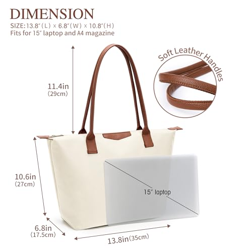 Image of Tote Bag for Women, Casual Hobo Bag Vegan Leather Top-Handle Purse Foldable Shoulder Nylon Zipper Handbag