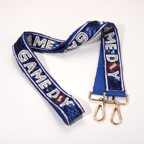 Image of YAHPERN Beaded Purse Straps Game Day Purse Strap Replacement Sequin Crossbody Football Purse Strap for Stadium Clear Bag