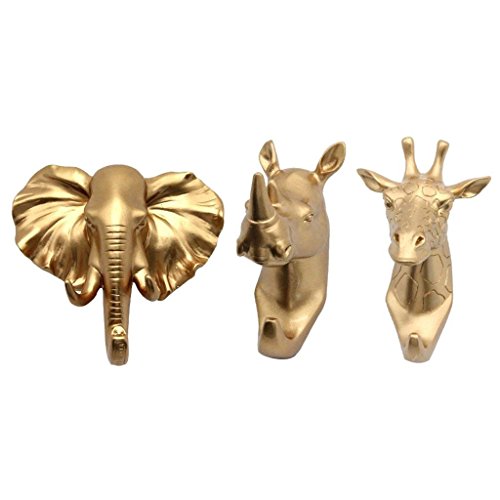 SGerste Pack 3 Vintage Resina Animal Cabeza Llave