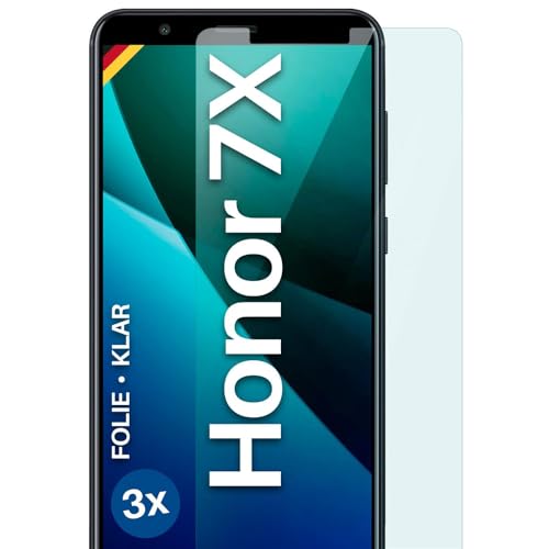 moex FlexProtect Schutzfolie für Huawei Honor 7X Bildschirmschutz Folie Ultra-klar HD 0,2 mm kompatibel mit jeder Hülle, Anbringen ohne Blasen, Handyfolie Extra Kratzfest, 3 Stück
