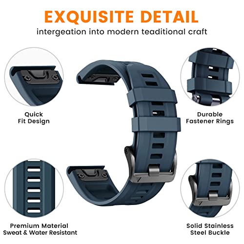 Watch Strap for Garmin Fenix 7X Pro/6X Pro, 26mm QuickFit Replacement Band for Garmin Fenix 7X/6X/5X/5X Plus/3/3 HR - Image 4
