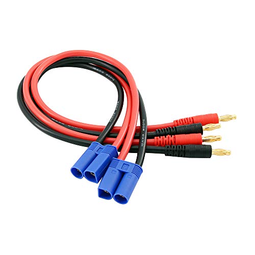 Connecteur EC5 vers fiche banane 4mm : lot de 2 câbles de charge 12 AWG 30 cm