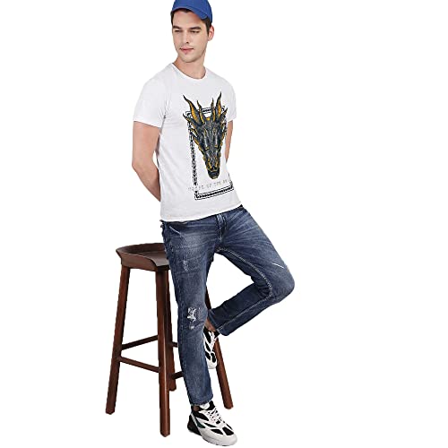 Image of Free Authority House of Dragon Printed Regular Fit Grey Cotton Men's T-Shirt