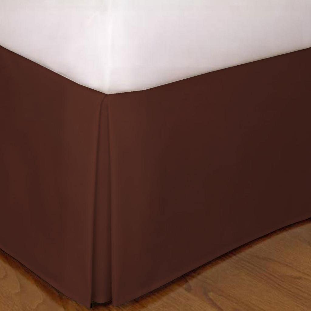 Bed Skirt with Pleated 100% Microfiber, Bed Base Frame Cover Valances, 3 Sided Fabric Base (30cm Drop) Tailored Finish Bed Skirt - Chocolate Solid,Single Size 90 x 190 Cm.