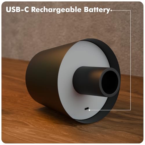 Image of Wireless Bottle Lamp for Living Room | 3 Colour Tones with Dimming | Rechargeable Touch Lampshade | Night Light for Bedroom | Birthday Gifts for Girls, Women, Wife (Black, Iris)