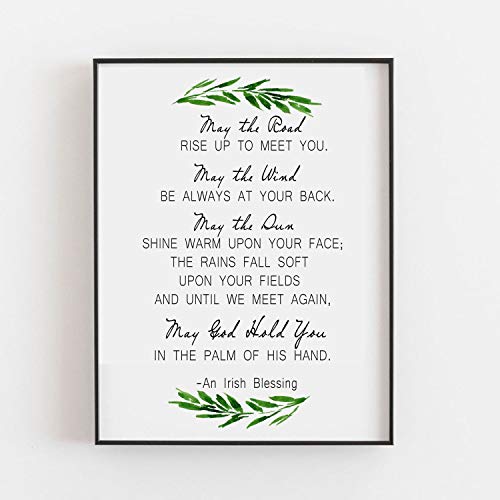 Could The Highway Rise Up To Meet You, Irish Blessing Print, Irish Prayer, Eire Reward, Christian Reward, Marriage ceremony Reward, Inexperienced Wall Artwork Watercolor 8 x 10 Inches Body NOT INCLUDED