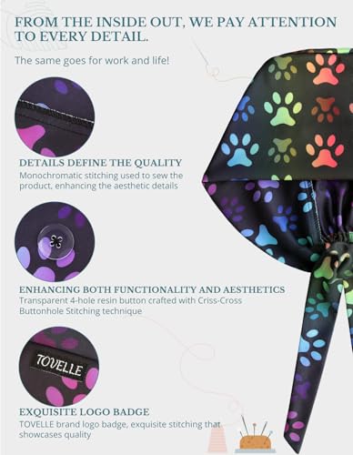 Image of Scrub Caps for Men and Women with Buttons, Classic Surgical Caps | Double-Sided Printed, Adjustable,Long Hours, Sweatbands, Fabric Help Reduce Static Buildup