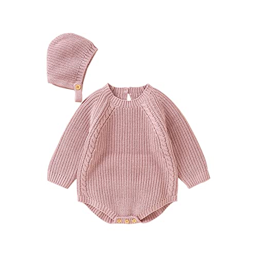 Image of Newborn Baby Girl Boy Knit Sweater Romper Neutral One Piece Bodysuit Pullover Fall Winter Clothes