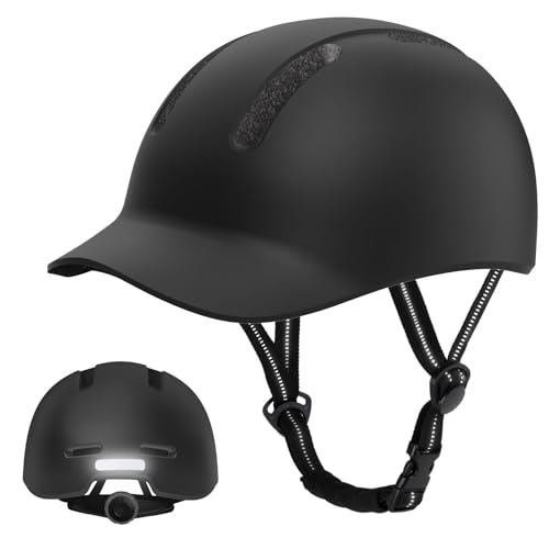 KINGLEAD Casco de bicicleta, Urban Commuter - Casco de bicicleta elegante para hombre y mujer - Para ciclismo, senderismo, ciudad - Patinete para hombre - Ajustable (negro, M: 54-58 cm)