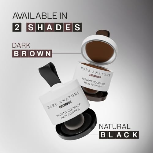 Image of Bare Anatomy Instant Cover-Up Hair Powder | 100% Instant Grey Coverage | Seamless Natural Finish | Gentle, Non-Drying Formula | Black Color | 4gm