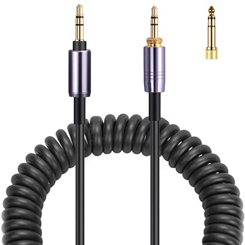 FAAEAL WH-1000XM4 Coiled Audio Cable Replacement for Sony WH-1000XM5 MDR-950BT WH-XB910N Audio-Technica ATH-M50xBT2 Headphones 3.5mm(1/8') Extension Wire with 6.35mm(1/4') Adapter 14ft
