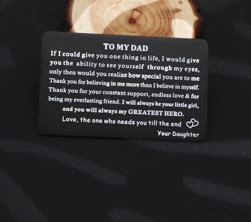 Fathers Day Metal Wallet Card for Dad from Daughter or Son Remind Dad How Much He Means to You with This Engraved Card Dad Birthday Gift (Always My Greatest Hero)2