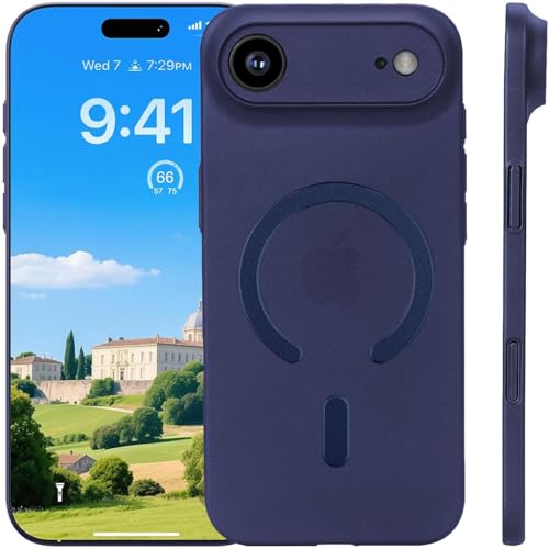 3P SPACE Super Sottile Custodia per iPhone, 0.3mm Ultra Slim Magnetico Safe Matte Cover Semi rigida Posteriore per iPhone, Minamal Design Blu (iPhone 17 Air - Blu)