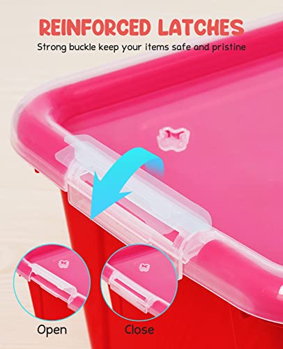Image of GAMENOTE 6 Quart Stackable Plastic Storage Bins with Lids,12 Pack, Colorful