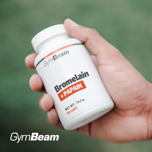 GymBeam Bromelain Papain (Kapseln) – Proteolytische Aktivität, pflanzliche Verdauungsenzyme, Bromelain 1800 GDU, Papain 120 TU, Ergänzung für einen gesunden Lebensstil, 90 Kapseln