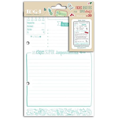 20 carte ricette 14 x 21 cm - ricariche per il legante Toga KT77