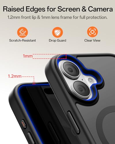 Image of UNBREAKcable Magnetic for iPhone 17 Case 6.3-Inch, Compatible with MagSafe, Full Camera Protection, Built-in Magnetic Ring, Drop Protection Shockproof Slim Phone Cover-Black