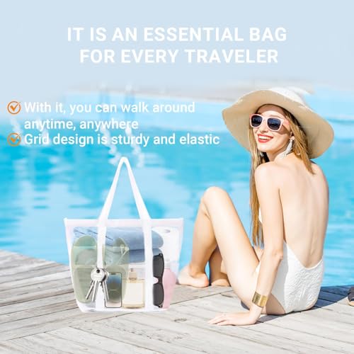 Mesh Beach Bag - Sandproof Zippered Large Tote with Multi-Pocket Organization | Waterproof Family Vacation Essentials3