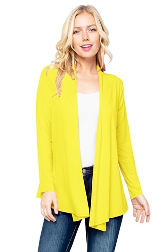 Image of Women's Drape Front Open Cardigan Long Sleeve (S-2X, Made in USA)