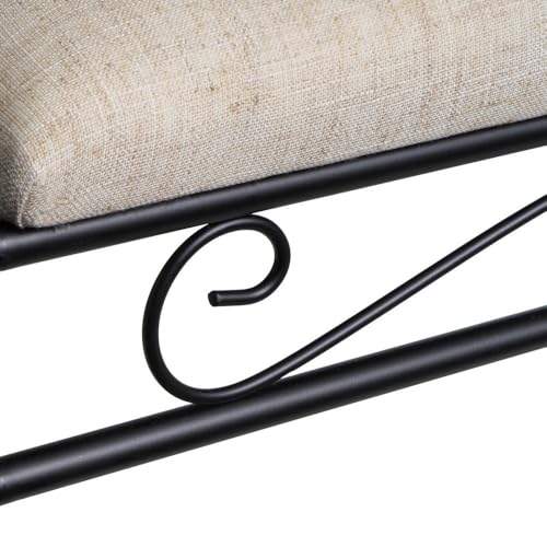 LOLAhome Banqueta Dormitorio Classic de Metal Negro y Tela de Lino de 74 cm - imagen 6