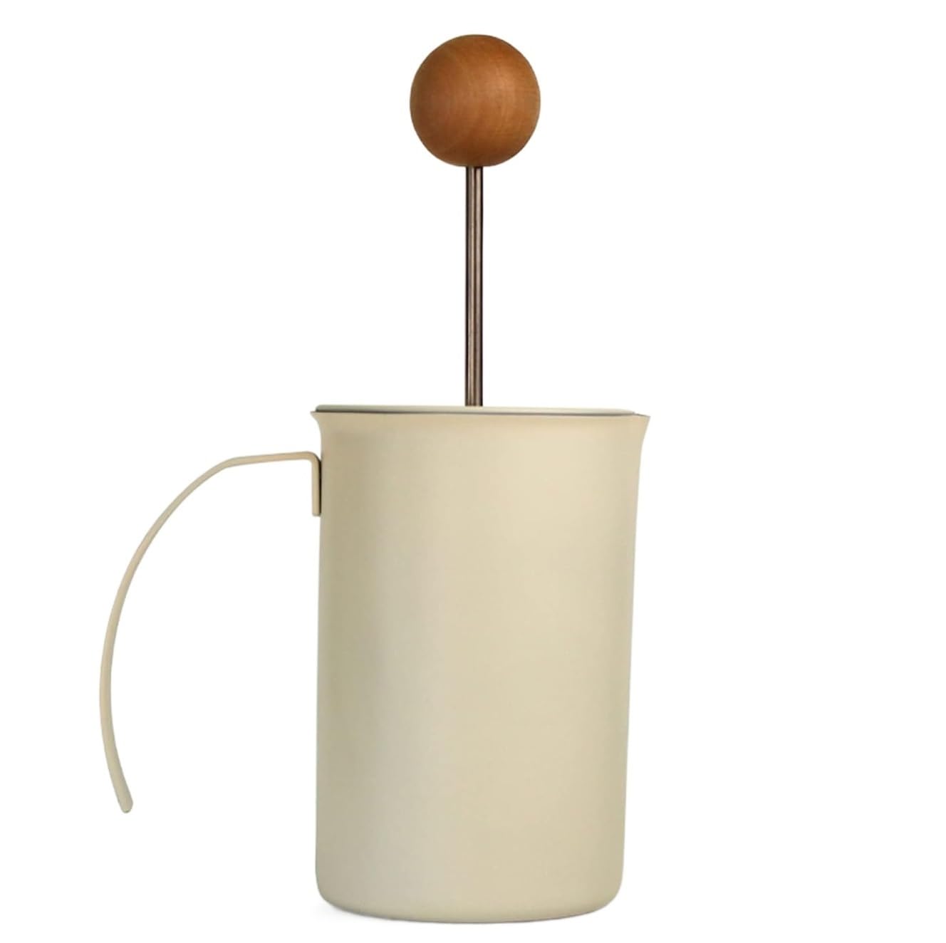 Frullino Montalatte Montalatte Ad Azionamento Manuale Pompa A Mano In Acciaio Inossidabile Tazza Per Schiuma Di Latte Per Caffè 400 Ml Monta Latte(Beige)