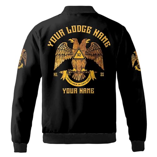 Custom Rite of Scottish 32 Degree Emblem Masonic Unisex Bomber Jacket S-5XL3
