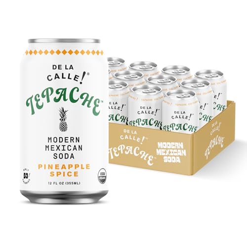 De La Calle Tepache - Pineapple Spice - Modern Mexican Soda - Craft Fermented Pineapple Sparkling Beverage - Certified Organic, Antioxidant Rich, Non-Alcoholic, Healthy Soda, Low Sugar, Low Calorie, Non-GMO