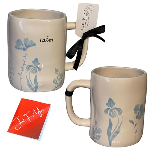 Taza cerámica Rae Dunn 16 oz Blanca con flores miniatura 1