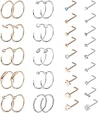 💫JUEGO DE PIERCING DE ANILLO DE NARIZ💫 El conjunto de anillo de nariz incluye un anillo de acero inoxidable, un anillo de acrílico para la nariz, un anillo de labio de acero quirúrgico 316L que es biocompatible y no daña la piel. Conjunto Bioflex en acrílico transparente, hipoalergénico, perforado con diferentes estilos y funciones para adaptarse a tus necesidades.