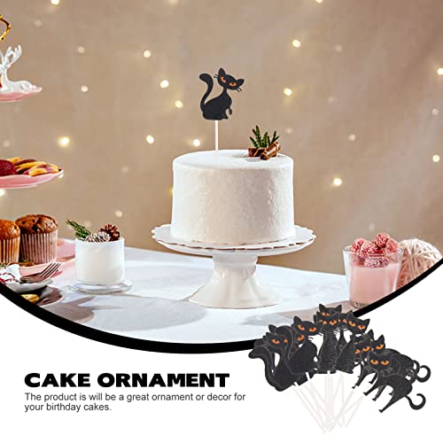 ABOOFAN 15 Unidades Inserção De Bolo De Halloween Picaretas De Cupcake De Gato Preto Topo De Bolo Di