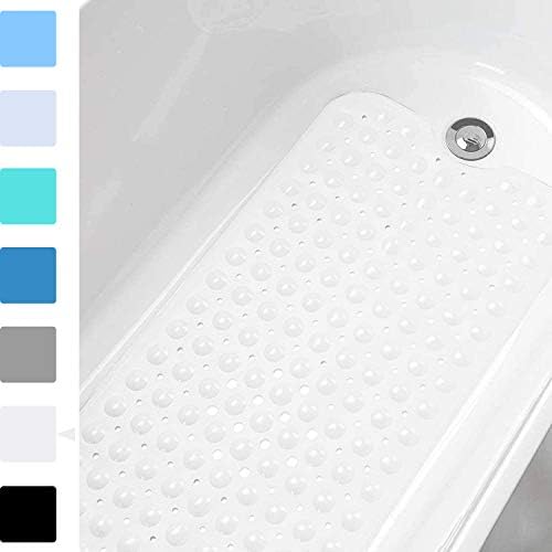 MoreCro® Bathtub Mats Non-Slip, 100 x 40cm Extra Long Anti Slip Bath Mat/Shower Mat with 200 Suction Cups, Machine Washable (White)