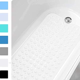 MoreCro® Bathtub Mats Non-Slip, 100 x 40cm Extra Long Anti Slip Bath Mat/Shower Mat with 200 Suction Cups, Machine Washable (White)