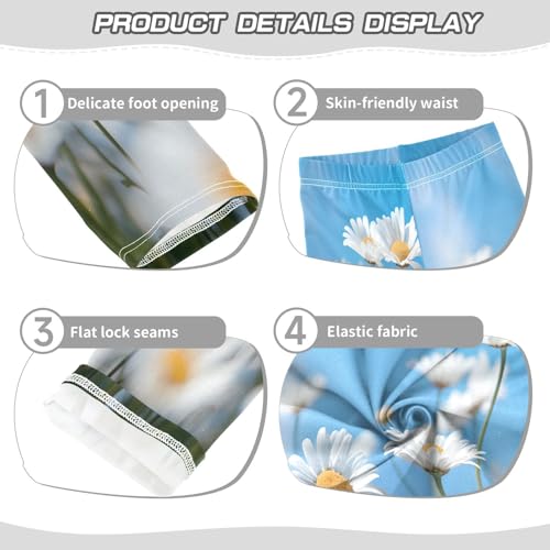 Toddler Girls Leggings Printed Yoga Pants Leggings Daisy Bule Background for Kids3