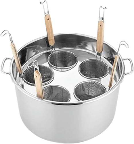 Stainless Steel Pasta Pot Set with 5 Strainer rt Baskets - Professional Cookware for Home Kitchen & Restaurant Use Perfect for Cooking Pasta Vegetables and More