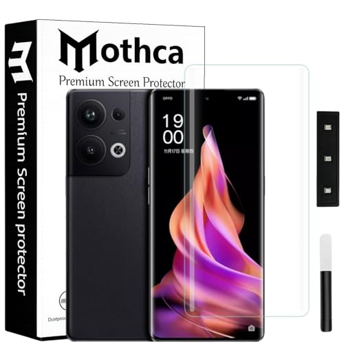 Image of Mothca Curved UV Tempered Glass Screen Protector for Reno 9 /9 Pro / 9 Pro Plus | Transparent | Pack of 1 | Full Screen Coverage with UV Installation Kit