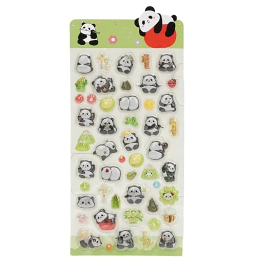 夜光シール 3d 立体 ぷっくりシール 暗闇で光る 可愛い ペンギン おばけ パンダ ねこ うさぎ 手帳デコ スマホケース 日記 携帯電話 DIY クラフト 女の子 子供 誕生日プレゼント 贈り物 手芸用品かわいい ギフト (パンダ)
